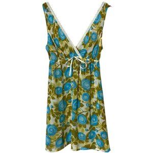 Gilligan & O'malley Babydoll Y2k Floral Slip Dress Sz S Lace Bow Fairy Feminine